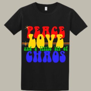 Peace, Love, and Chaos Tee – Black | 70s-Inspired Mike Lee Edition